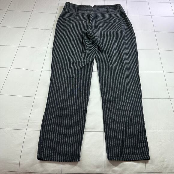 Sundance Pants Womens 6 Black Amelia Striped Linen Blend Pleated Button Casual - Picture 3 of 12
